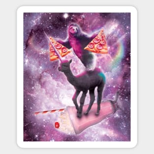 Space Pizza Sloth On Alpaca Unicorn On Milkshake Sticker